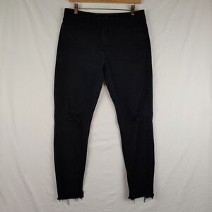 Just Black Denim Jeans Womens 31 (32x26.5) Black Distressed Skinny‎ Stretch USA
